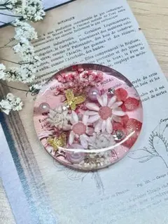 【N.698】ハンドメイドヘアゴム/ポニーフック 紫陽花　蝶　スワロフスキー