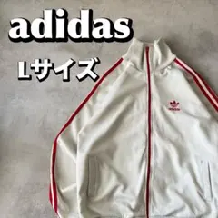 アディダス トラックジャケット ジャージ 白 赤 L TOKYO - メルカリ
