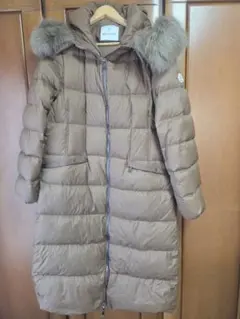 ブラウン ダウンジャケット フード付き ロングコート