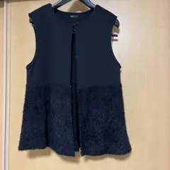 ノースリーブベスト 黒 フリース