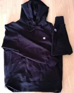 Champion ブラック フード付きパーカー L