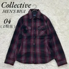 《コレクティブ》ウールシャツ/チェックシャツ/厚手/羽織/メンズビギ/L相当