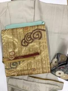 金色 雲模様 袋帯