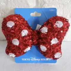 ディズニー　リボン　ヘアゴム　レッド