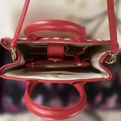 赤と白のストライプ ショルダーバッグ