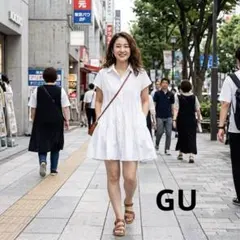新品 GU ティアードシャツワンピース XXL 白 ペチパンツ付 A1157のサムネイル