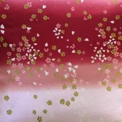 桜模様の綿生地 赤とピンク 110cm巾100cm