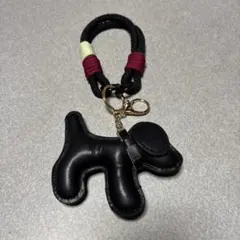 犬型 レザー キーホルダー チャーム ブラック