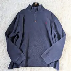 【良品】ポロラルフローレン スウェット ハーフジップ ネイビー ポニー刺繍