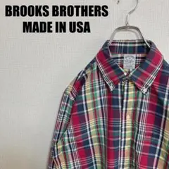 米国製ブルックスブラザーズチェックボタンダウンシャツMADE IN USA製M