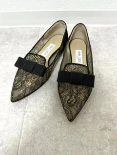 JIMMY CHOO ジミーチュウ GALA レース リボン フラットパンプスのサムネイル