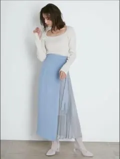 SNIDEL アシメスイッチングタイトスカート　BLUE