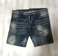 DSQUARED2 デニムショートパンツ 50 ペイント加工 イタリア製 洗濯済