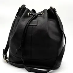 美品✨バーバリー ショルダーバッグ 巾着 レザー ホースロゴ ノバチェック 黒