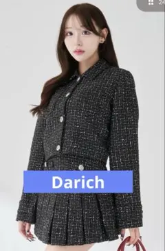 Darich ダーリッチ　ツイードチェックショートジャケット　ブラック　匿名配送