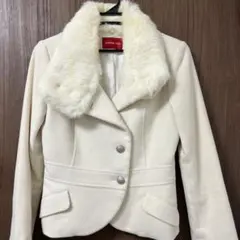 Apuweiser-riche ファー付きアンゴラホワイトコート