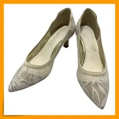 【美品】　ルタロン　(22.5) 　パンプス　ポインテッドトゥ　レース