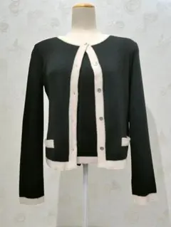 フォクシー FOXEY ツインニット アンサンブル 黒 白 シルク カシミヤ