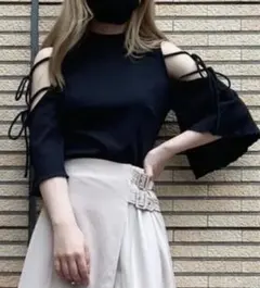 EATME リボンスリーブリブTOPのサムネイル