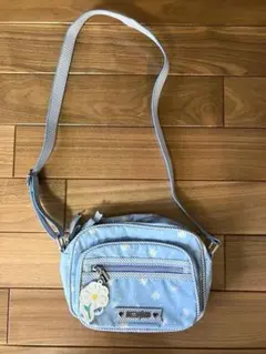 メゾピアノ　花柄ショルダーバッグ 水色