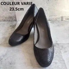 【COULEUR VARIE】ウエッジソール パンプス 黒 ブラック 23.5