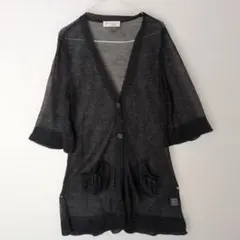 C'est moijeu femme 五分袖ロングカーディガン メッシュブラックのサムネイル
