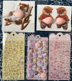 5点セット 3Dぷくぷくシール 立体ステッカー 肉球シール　シール帳 デコ