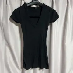 riend リエンダ ブラック フード付き リブ 半袖 ニットTシャツのサムネイル