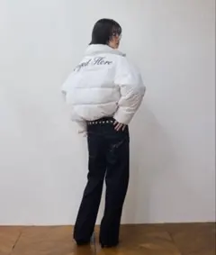 Smyoen スミョン　ロゴラインストーンデニム　インディゴブルー