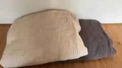 ‼️無印良品コットン掛け布団カバー ベージュ ブラウングレー系　セット