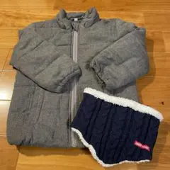 110cmグレー キッズ ジャケット ネックウォーマー付き