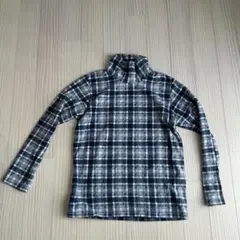 チェック柄 ハイネック長袖フリース