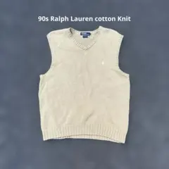 あ*る様 90s ラルフローレン ニットベスト コットンニット Vネック ベージ