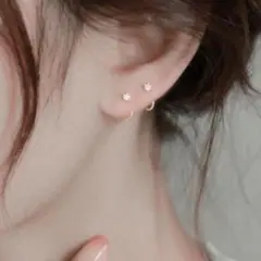 ピアス 18K フープ 華奢 デザインピアス