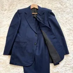 美品✨ メンズスーツ ネイビー ブルーネップストライプ セットアップ M 日本製