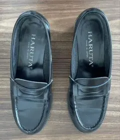 HARUTA 黒 ローファー 約4cmヒール