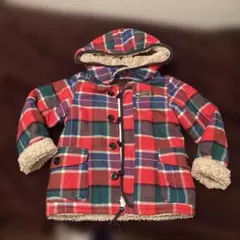 チェック柄フード付きリバーシブルコート