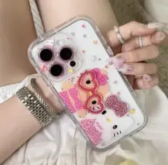 キティちゃん 日焼けキティ スマホケース ビーズ ピンク かわいい 韓国