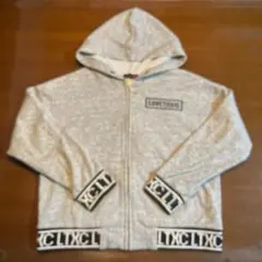 lovetoxic 140センチ グレー ロゴ入りジップアップパーカー