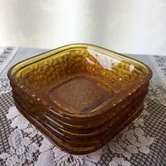 昭和レトロ ガラス皿 アンバー 中古