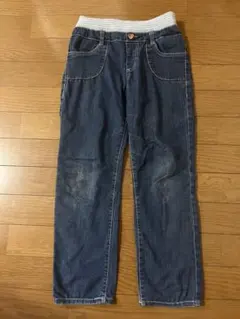 女の子 ストレートデニム ハートポケット 130cm