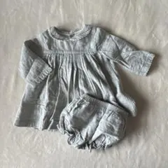 【petit bateau】グレーワンピース&ブルマセット　12M