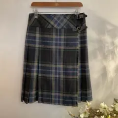 ローラアシュレイ♡英国製ウール100%タータンチェックキルトスカート♡9号