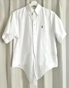 ポロラルフローレン　ホワイト 半袖シャツ ネイビーポロ刺繍入り