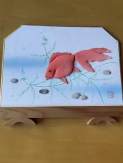 木目込み人形 金魚 額装 立体オブジェ