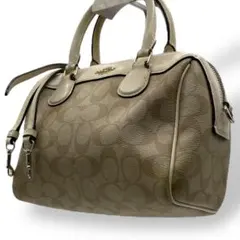 良品 コーチ 2way ショルダーバッグ ミニボストン PVC レザー 白