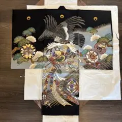 七五三 男の子 着物 祝着 黒 鷹 松 家紋入り 男児 五歳 産着 羽織