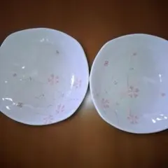 桜模様 四角形ボウル 2個セット