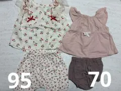 ベビー服 セットアップ 2点セット さくらんぼ ピンク　リボンのサムネイル