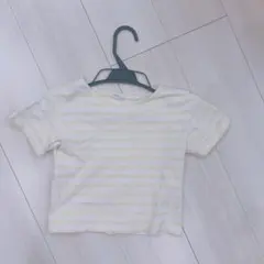 95cm 白/黄色 ストライプ 半袖Tシャツ